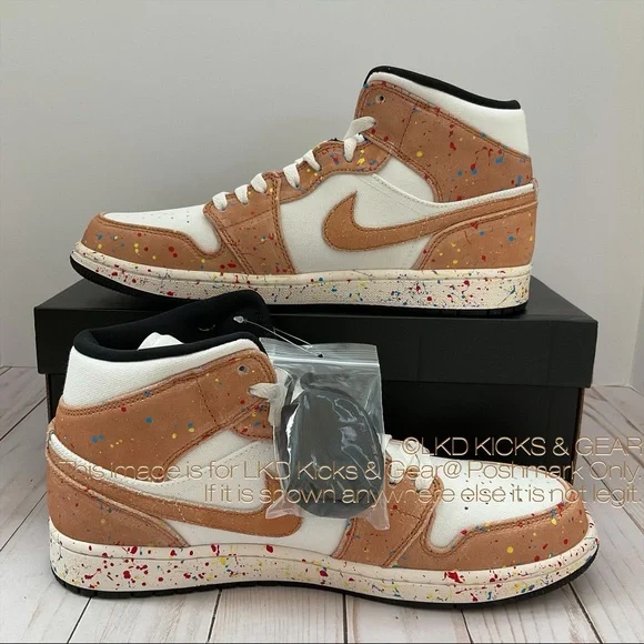 Air Jordan 1 Mid SE Brushstroke Paint Splatter - Picture 2 of 9